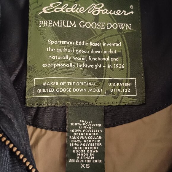 Eddie Bauer Premium Goose Down Coat Black 4 Pocket Women’s XS - Picture 7 of 15